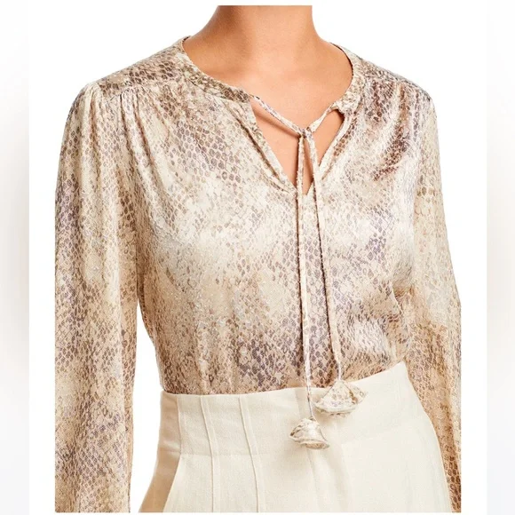 Tommy Bahama Neutral Snake-Print Peasant Blouse - Picture 6 of 7